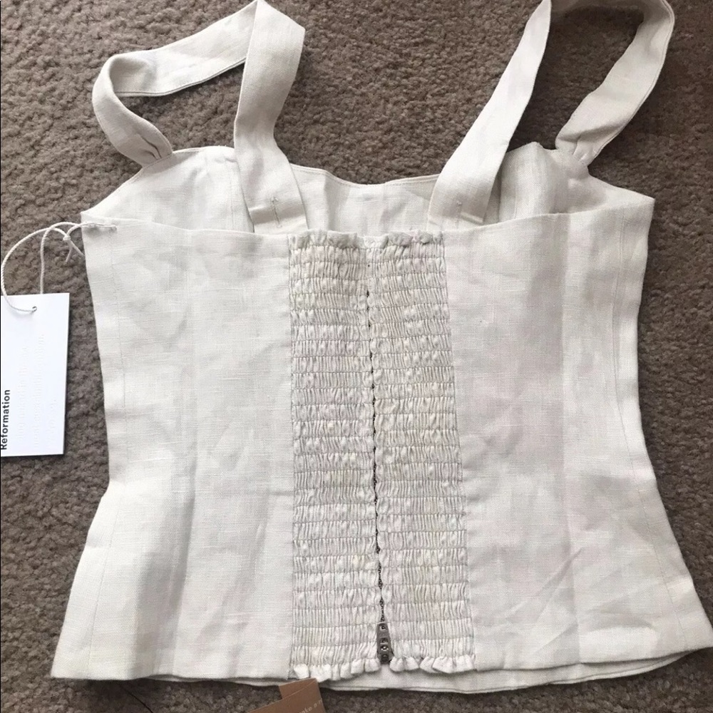 NWOT Reformation Natural Cream Linen Top US 2 - Picture 6 of 13